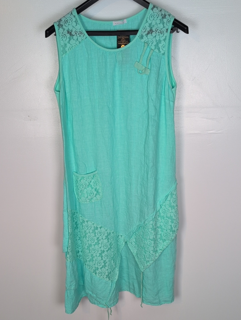 Puro Lino NWT 100% Linen Art-to-Wear Lagenlook Midi Dress